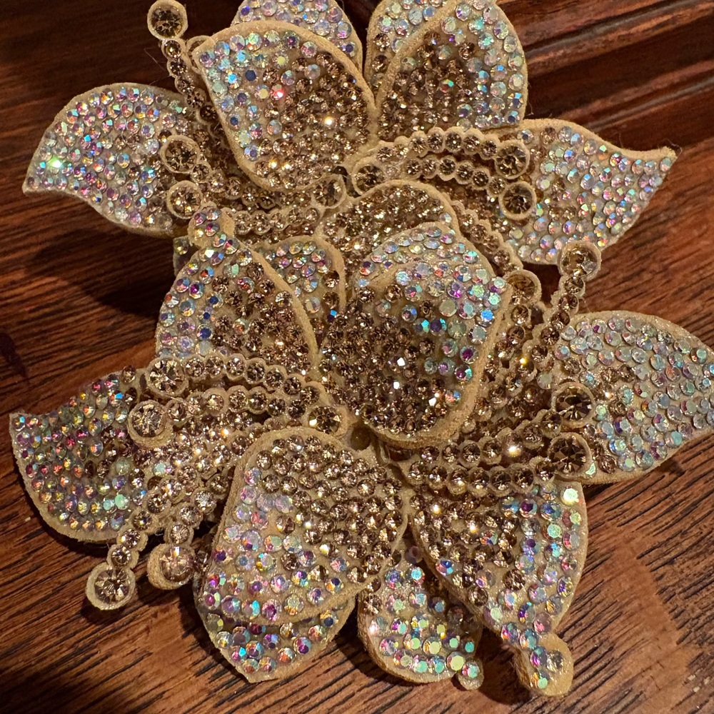 Gold Rhinestone Shoe Clips 3” - Picture 2 of 9